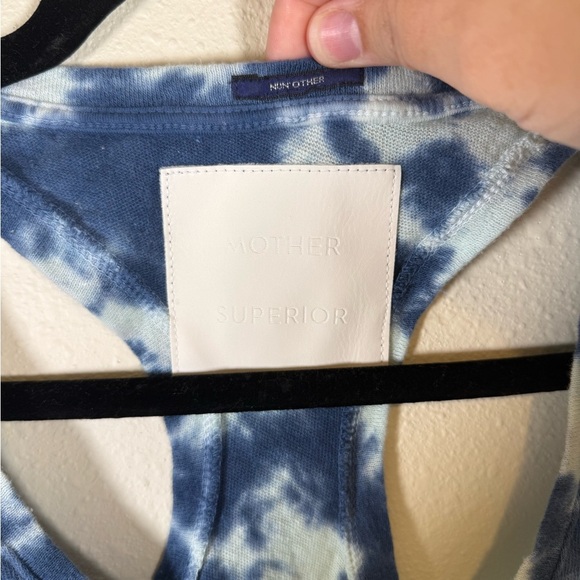 Mother Superior Breezy Scoop Neck Racerback Blue Tie Dye Cropped Tank XS - Picture 3 of 9